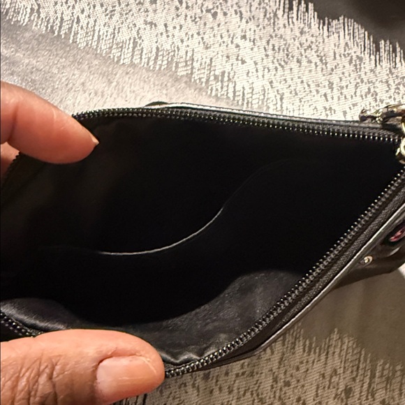 Coach Penelope Black Leather Wristlet with Silver Accents - Picture 10 of 12